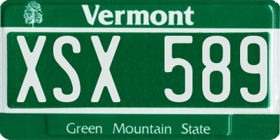 VT license plate XSX589