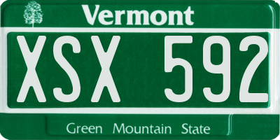 VT license plate XSX592