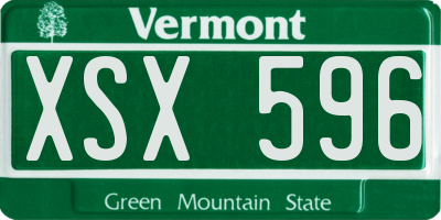 VT license plate XSX596