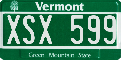 VT license plate XSX599