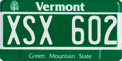 VT license plate XSX602