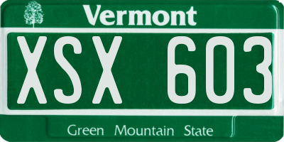 VT license plate XSX603