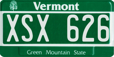 VT license plate XSX626
