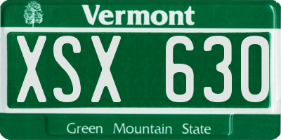 VT license plate XSX630