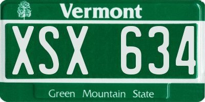 VT license plate XSX634