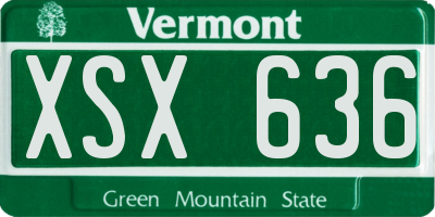 VT license plate XSX636