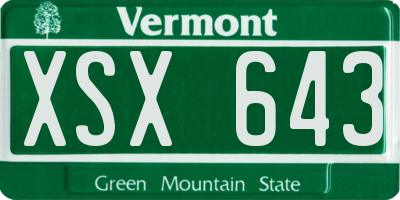 VT license plate XSX643
