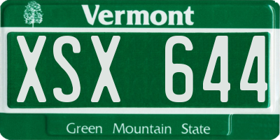 VT license plate XSX644