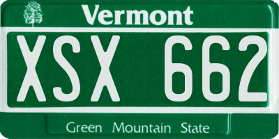 VT license plate XSX662