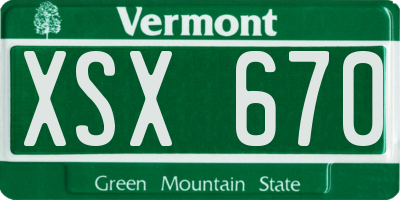 VT license plate XSX670