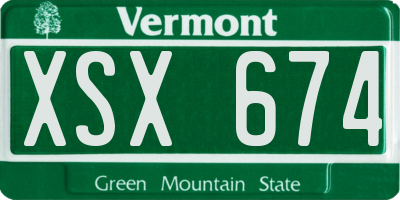 VT license plate XSX674