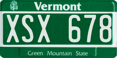 VT license plate XSX678