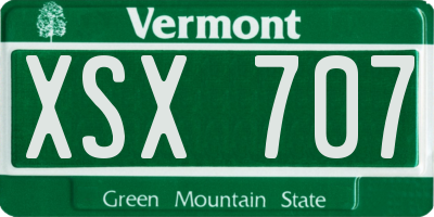 VT license plate XSX707