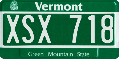 VT license plate XSX718