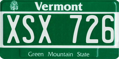 VT license plate XSX726