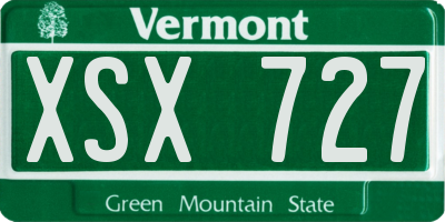 VT license plate XSX727