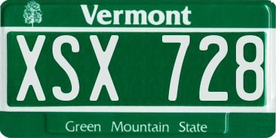 VT license plate XSX728