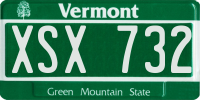 VT license plate XSX732