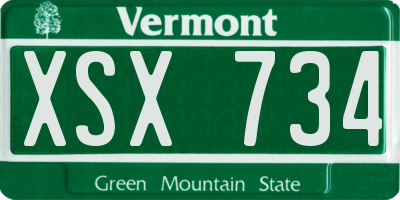 VT license plate XSX734
