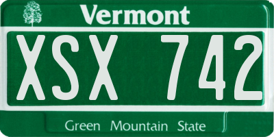 VT license plate XSX742