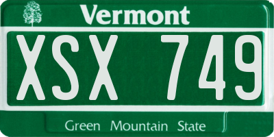 VT license plate XSX749