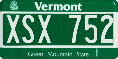 VT license plate XSX752