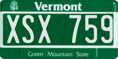 VT license plate XSX759