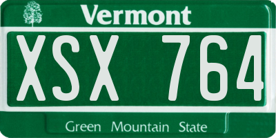 VT license plate XSX764