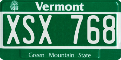 VT license plate XSX768