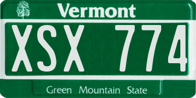VT license plate XSX774