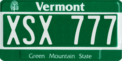 VT license plate XSX777