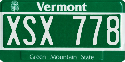 VT license plate XSX778