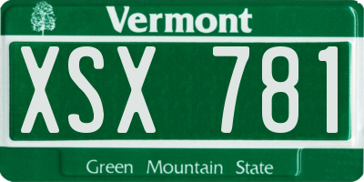 VT license plate XSX781
