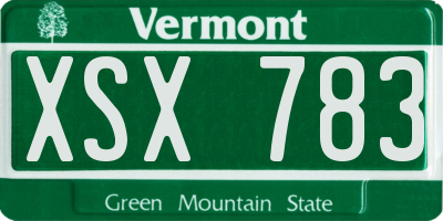 VT license plate XSX783