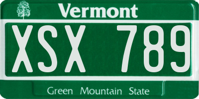 VT license plate XSX789