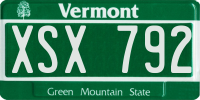 VT license plate XSX792
