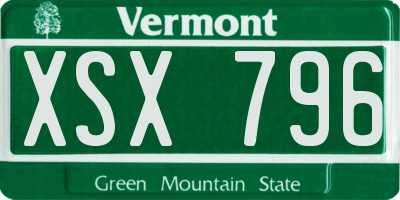 VT license plate XSX796