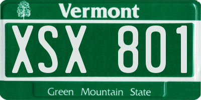 VT license plate XSX801