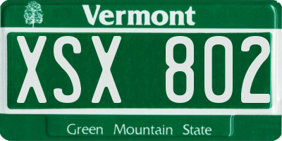 VT license plate XSX802