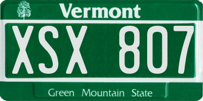 VT license plate XSX807