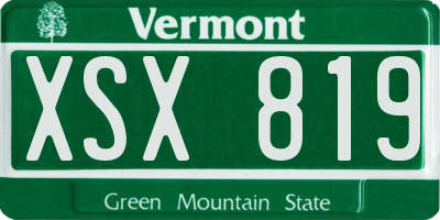 VT license plate XSX819
