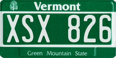 VT license plate XSX826