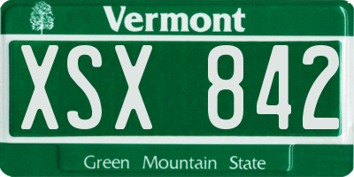 VT license plate XSX842