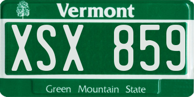 VT license plate XSX859
