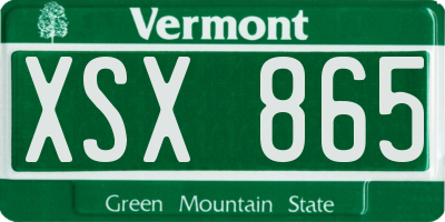 VT license plate XSX865