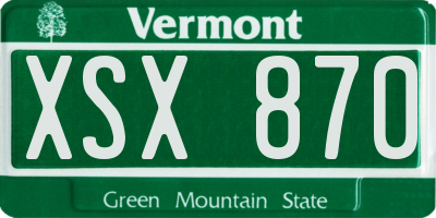 VT license plate XSX870
