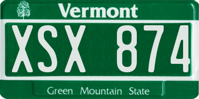 VT license plate XSX874