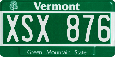 VT license plate XSX876