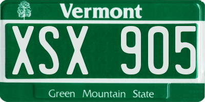 VT license plate XSX905