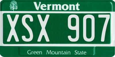 VT license plate XSX907